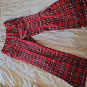 Vtg 70s Sears Kings Road Plaid Red Trousers Pants 34x30  Mens